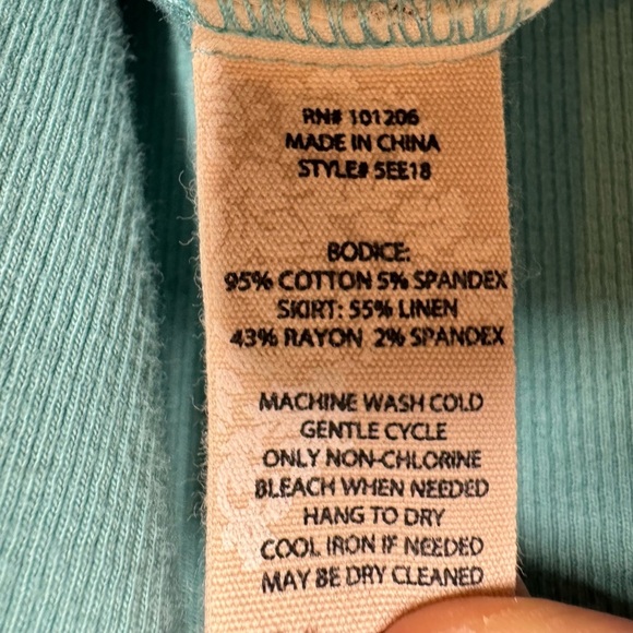 Soft Surroundings 1X Marine Green Dress Asymmetrical Hem Mixed Media Lagenlook - Picture 8 of 8